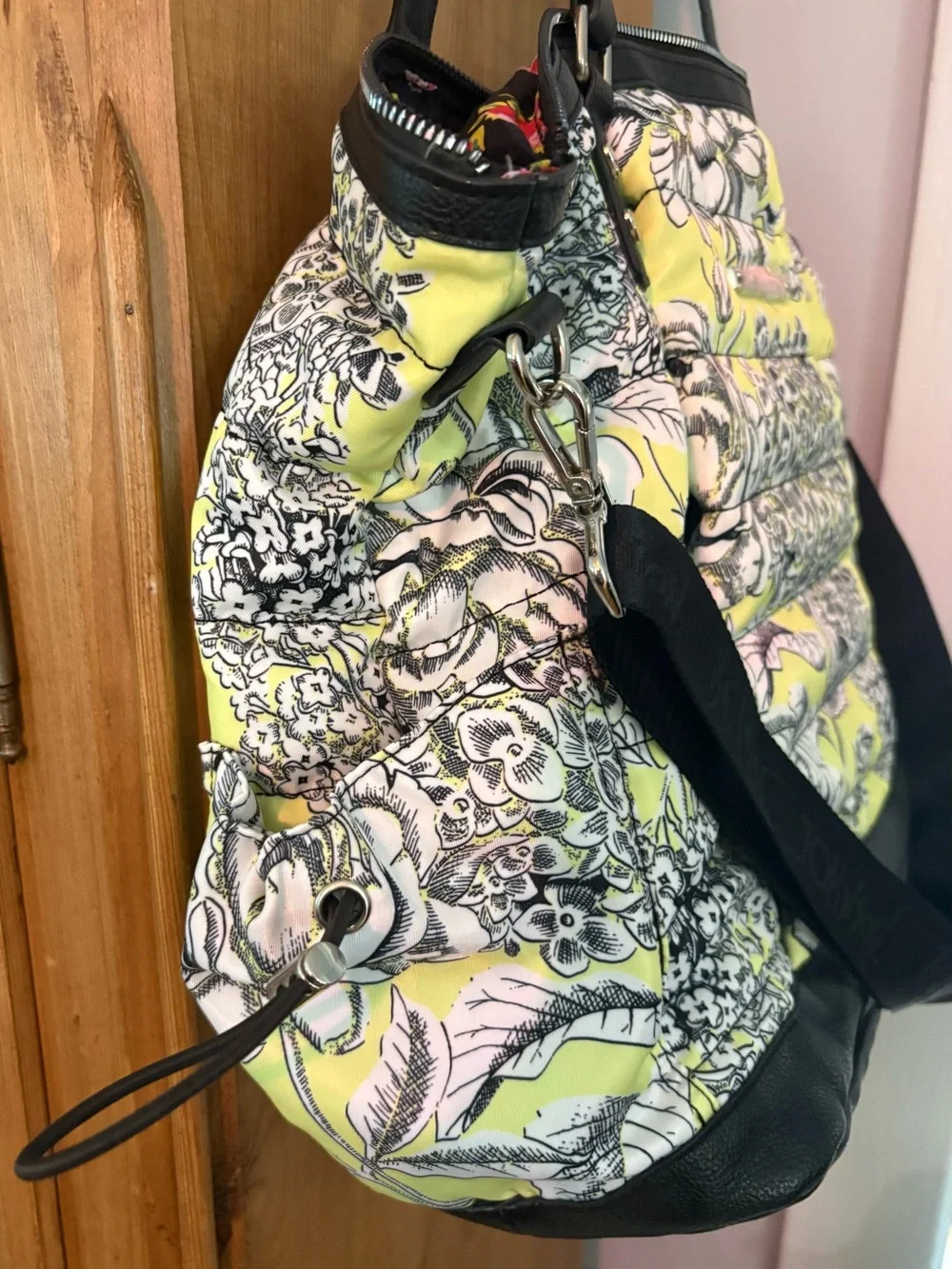 ⭐️ Betsey Johnson Neon Quilted Floral Weekender Tote with Black Trim⭐️